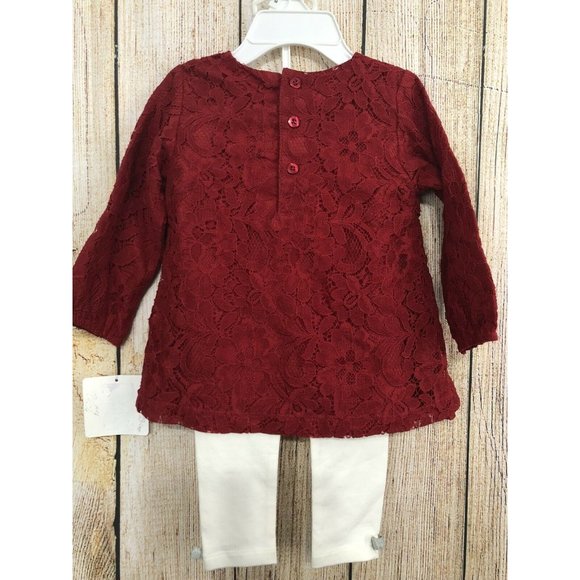 NWT Starting Out Baby Girl 2 piece‎ Holiday 9 months Red Lace Top White Leggings - Picture 5 of 9